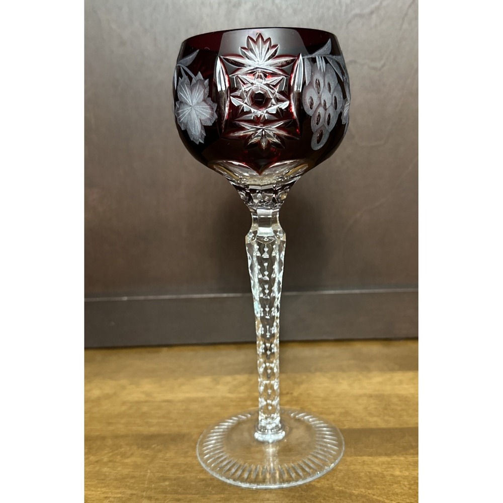 Ajka Crystal Large Wine Glass Marsala Ruby Red 8-1/4"